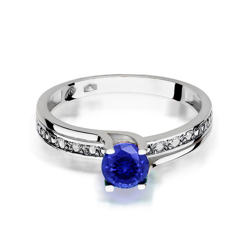 Inel Aur 9K cu Safir 0.50 ct si Diamante Naturale 0.03 ct