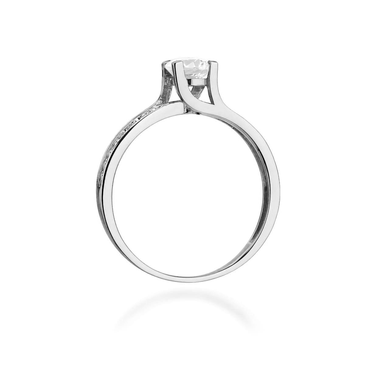 Inel Aur 9K cu Safir Alb 0.50 ct si Diamante Naturale 0.03 ct