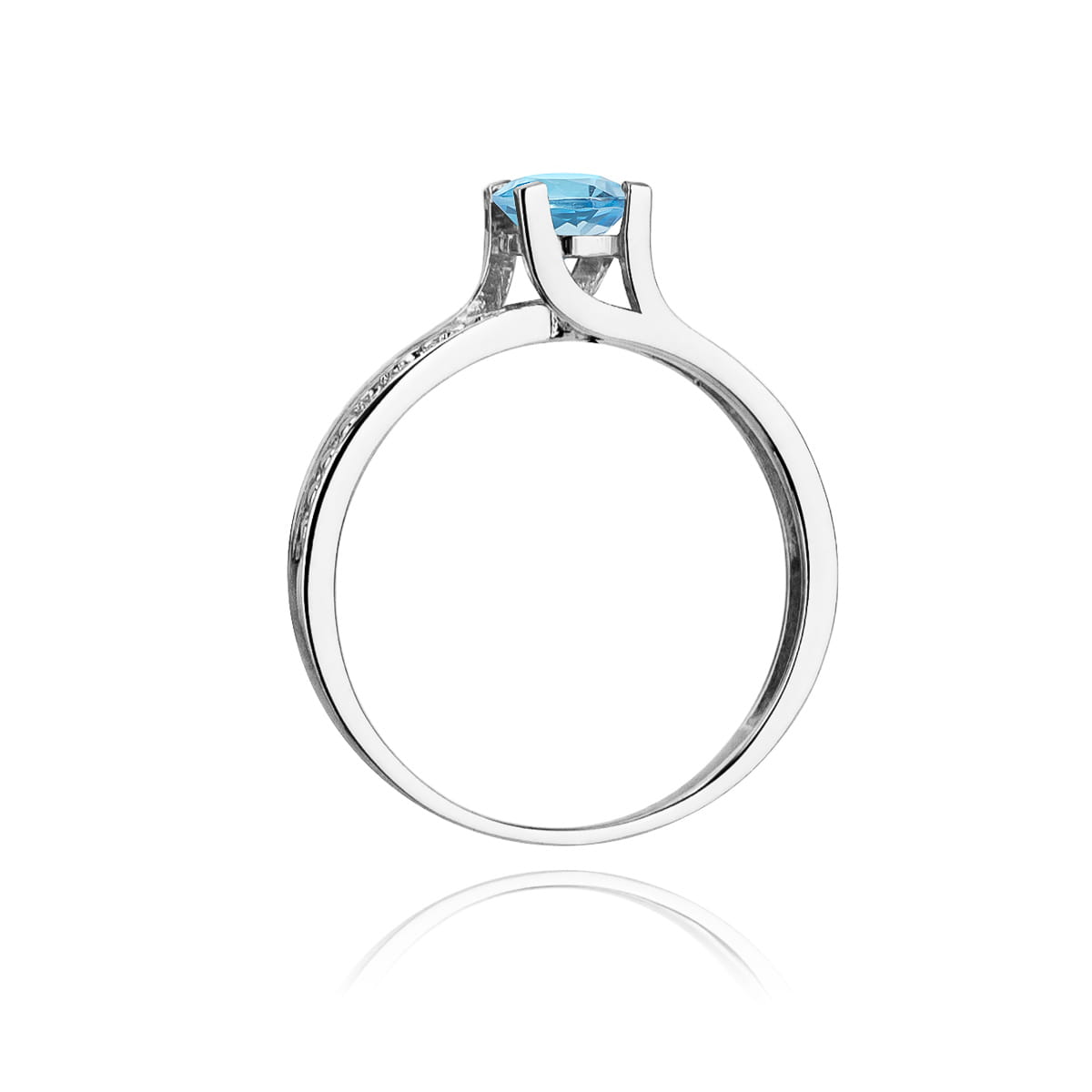 Inel Aur 9K cu Topaz Swiss 0.50 ct si Diamante Naturale 0.03 ct