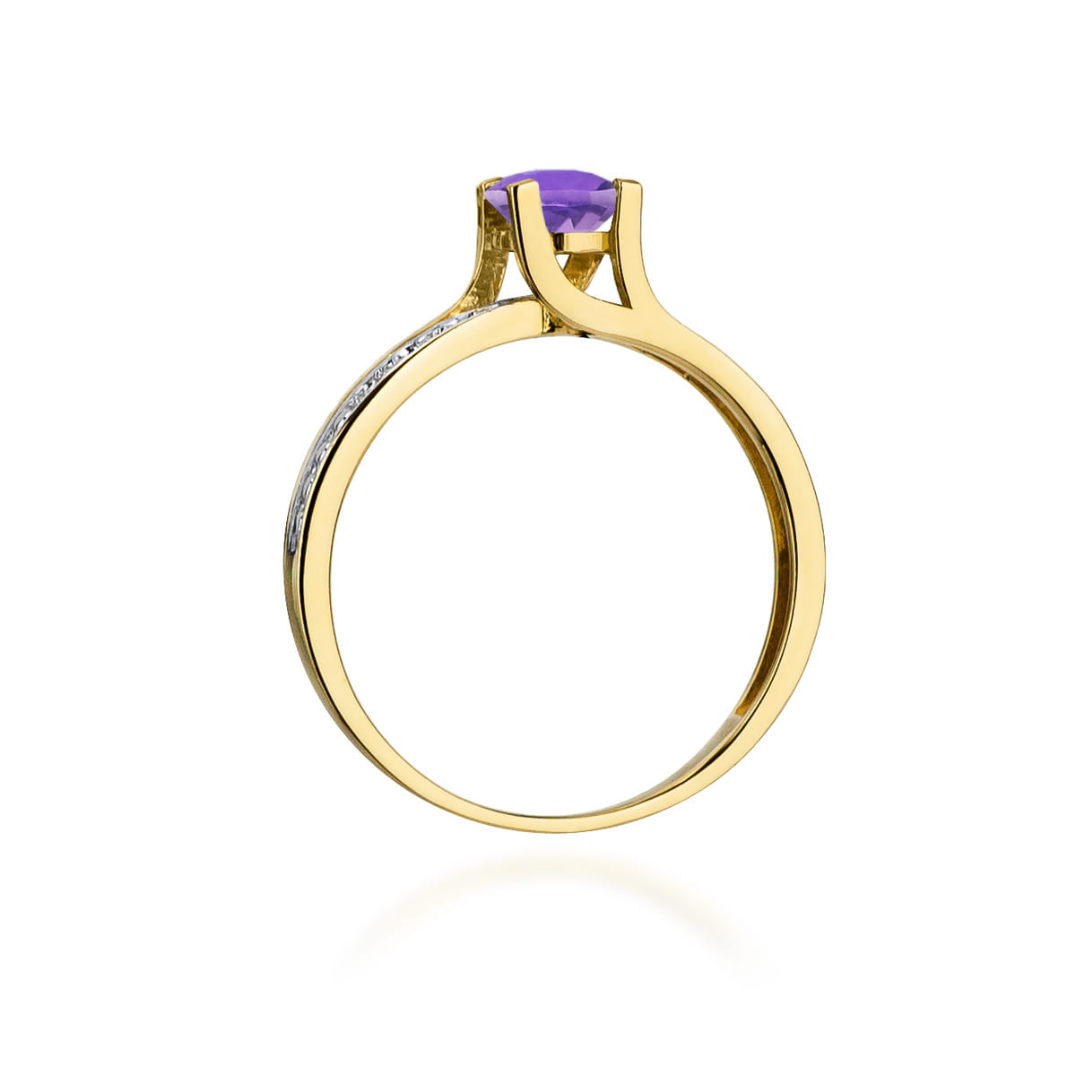 Inel Aur 9K cu Ametist 0.50 ct si Diamante Naturale 0.03 ct