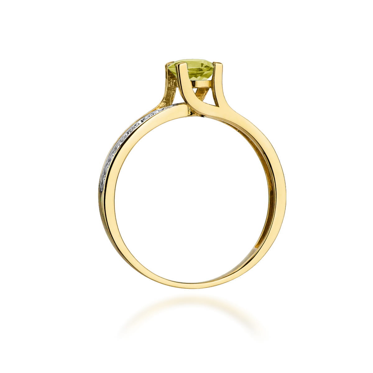 Inel Aur 9K cu Peridot 0.60 ct si Diamante Naturale 0.03 ct