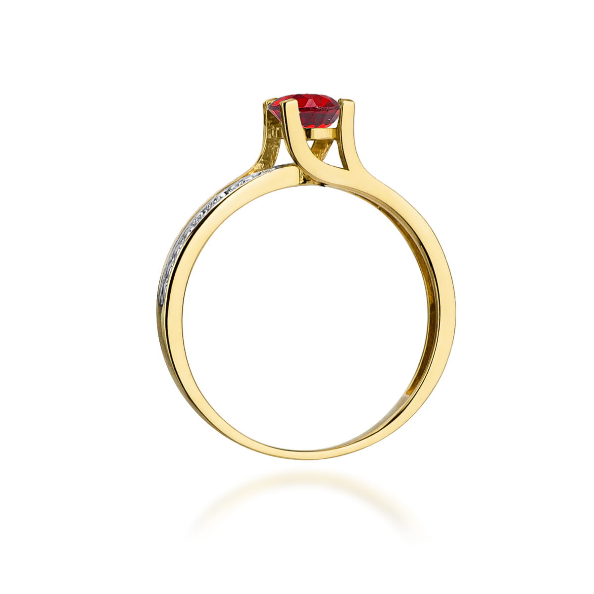 Inel Aur 9K cu Rubin 0.60 ct si Diamante Naturale 0.03 ct