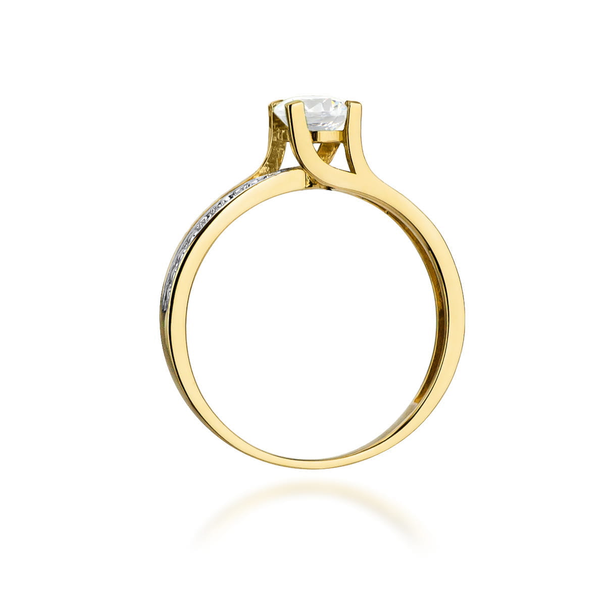 Inel Aur 9K cu Safir Alb 0.50 ct si Diamante Naturale 0.03 ct