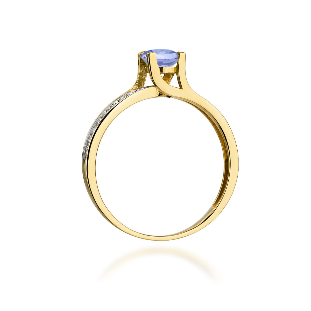 Inel Aur 9K cu Tanzanit 0.50 ct si Diamante Naturale 0.03 ct
