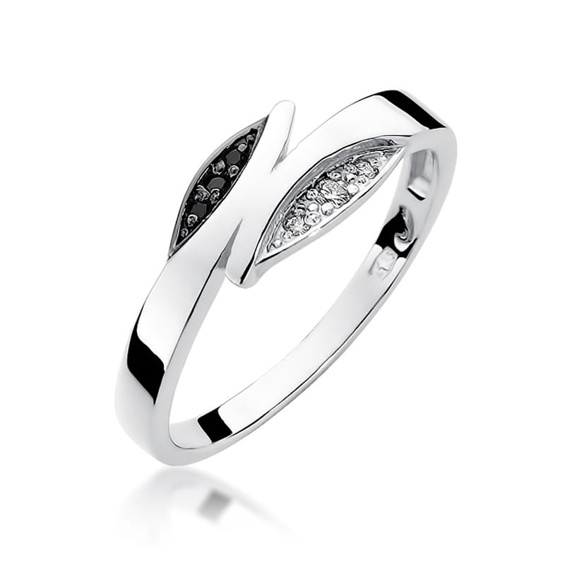 Inel Aur 9K cu Diamante Naturale Albe si Negre 0.03 ct