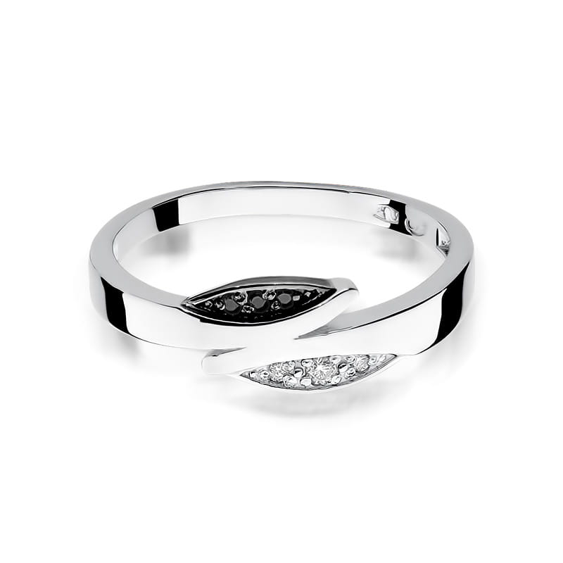Inel Aur 9K cu Diamante Naturale Albe si Negre 0.03 ct