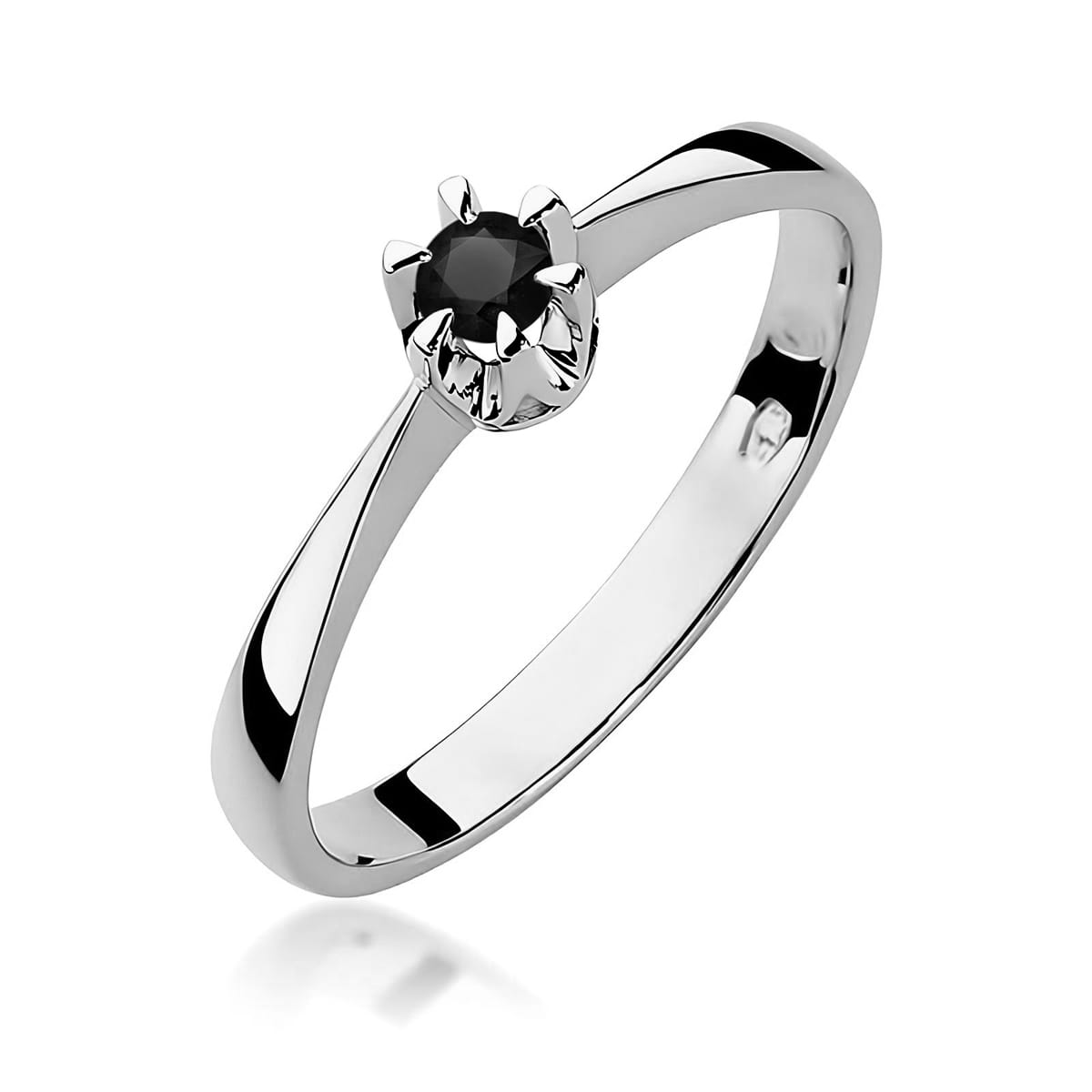 Inel Aur 9K cu Diamant Natural Negru 0.12 ct