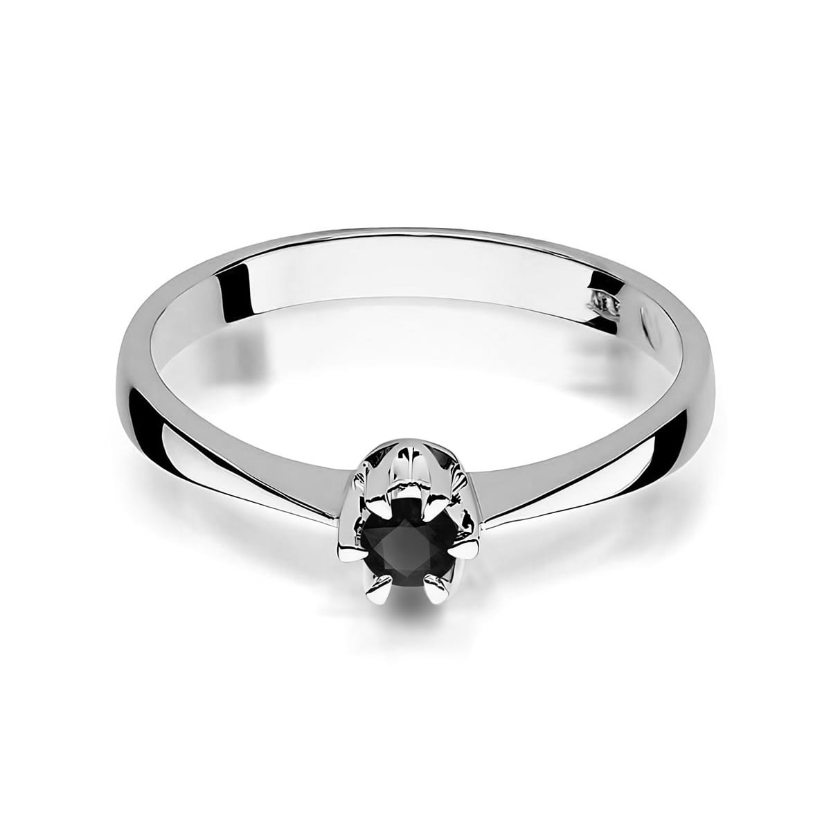Inel Aur 9K cu Diamant Natural Negru 0.12 ct