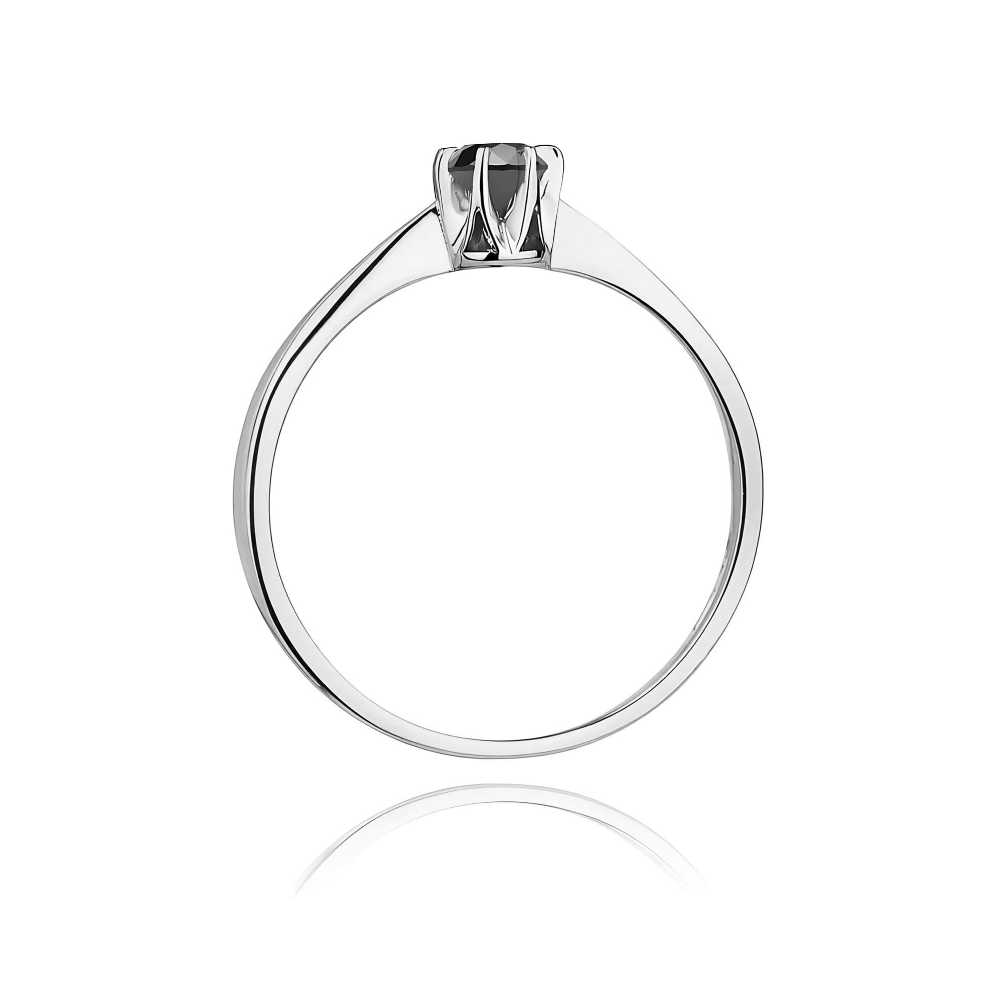 Inel Aur 9K cu Diamant Natural Negru 0.12 ct