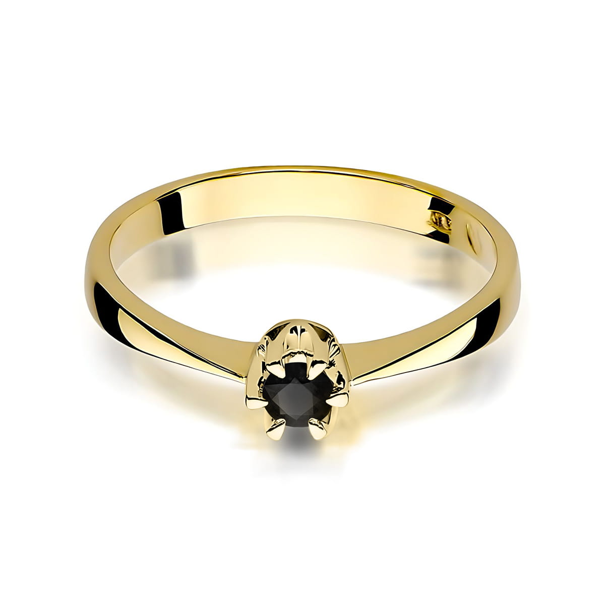 Inel Aur 9K cu Diamant Natural Negru 0.12 ct