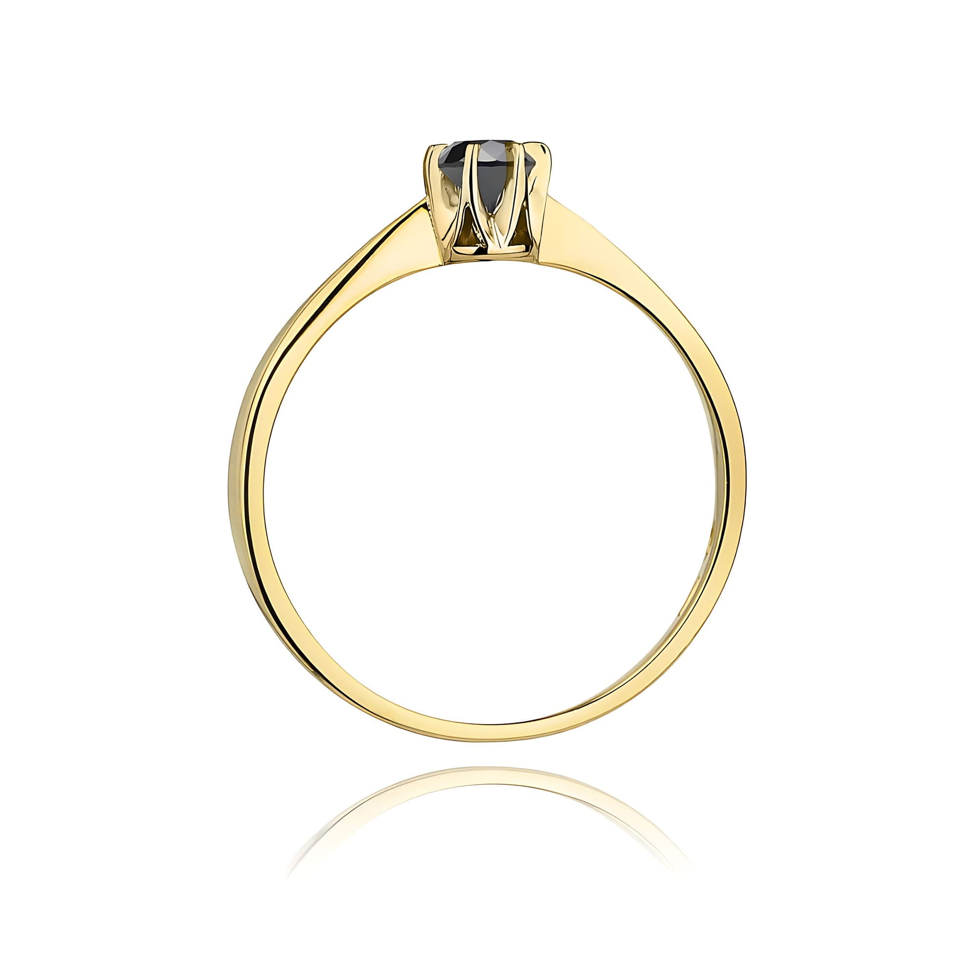 Inel Aur 9K cu Diamant Natural Negru 0.12 ct