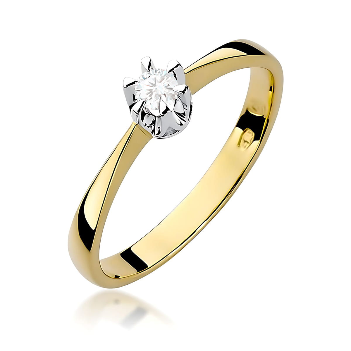 Inel Aur 9K cu Diamant Natural 0.10 ct
