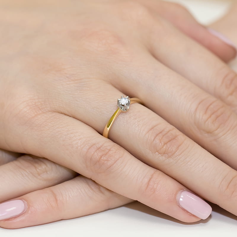 Inel Aur 9K cu Diamant Natural 0.12 ct