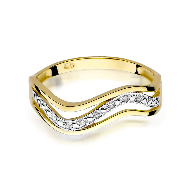 Inel Aur 9K cu Diamante Naturale 0.06 ct