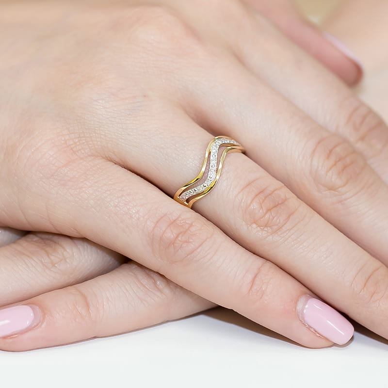 Inel Aur 9K cu Diamante Naturale 0.06 ct