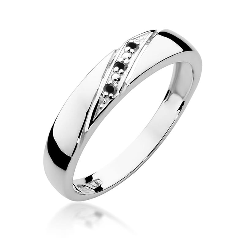 Inel Aur 9K cu Diamante Naturale Negre 0.01 ct