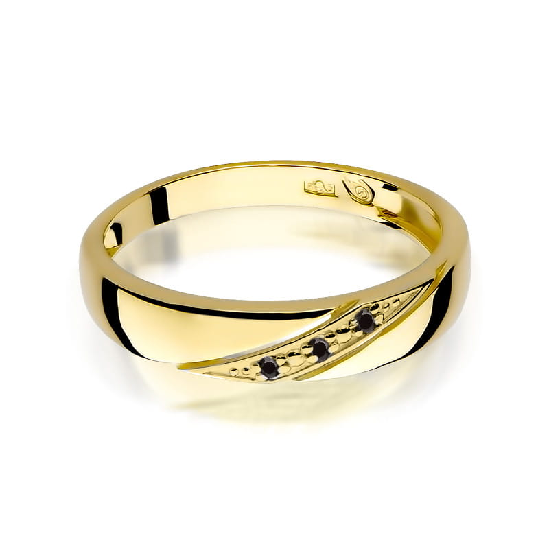 Inel Aur 9K cu Diamante Naturale Negre 0.01 ct