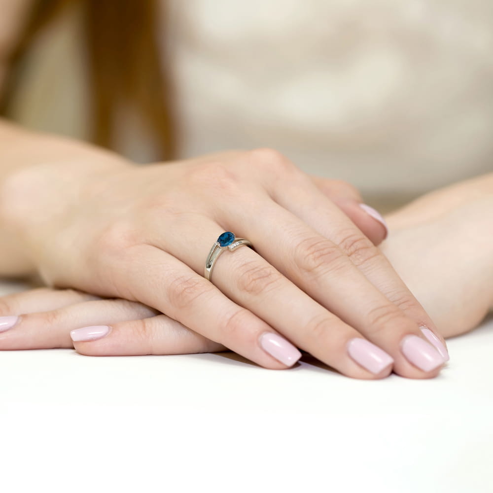Inel Aur 14K W119 Topaz London Blue 0.50ct