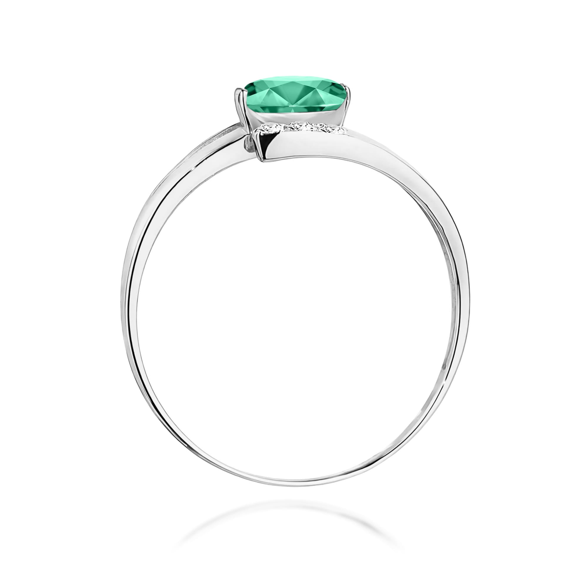 Inel Aur 9K cu Smarald 0.40 ct si Diamante Naturale 0.05 ct