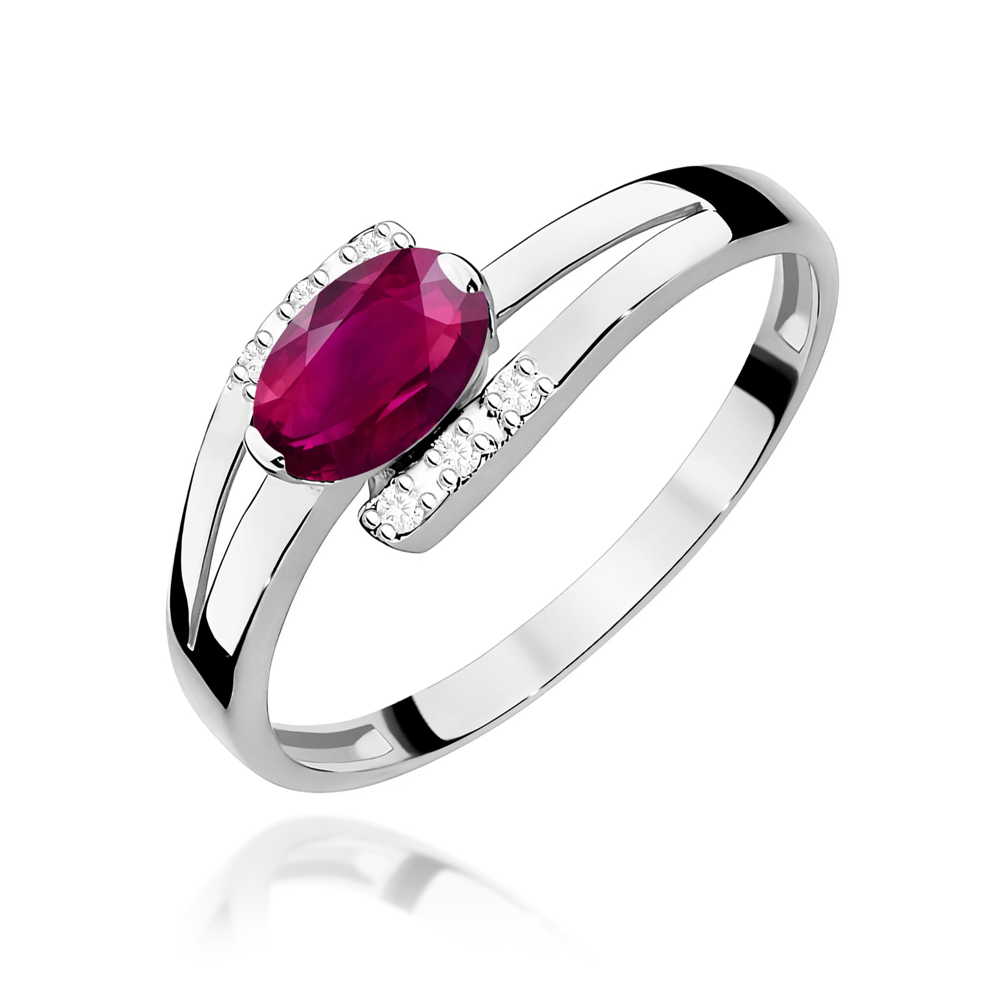 Inel Aur 9K cu Rhodolite 0.50 ct si Diamante Naturale 0.05 ct