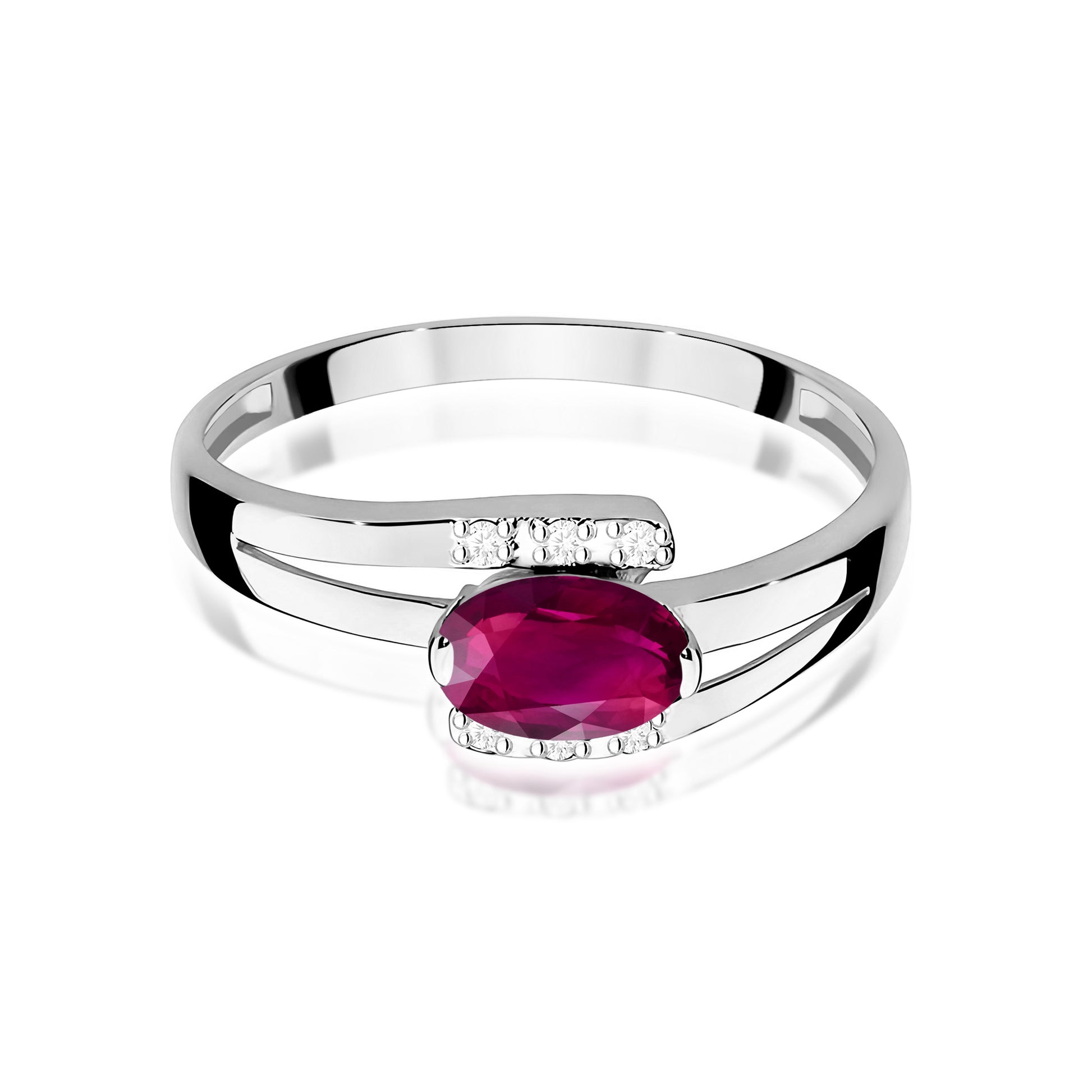 Inel Aur 9K cu Rhodolite 0.50 ct si Diamante Naturale 0.05 ct