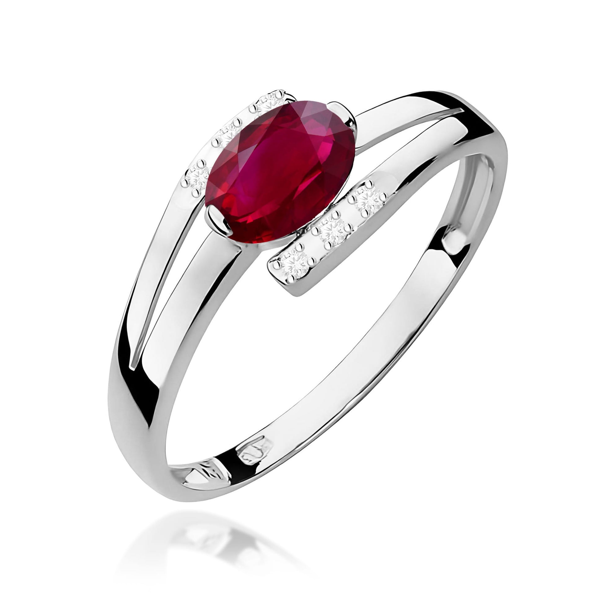 Inel Aur 9K cu Rubin 0.60 ct si Diamante Naturale 0.05 ct