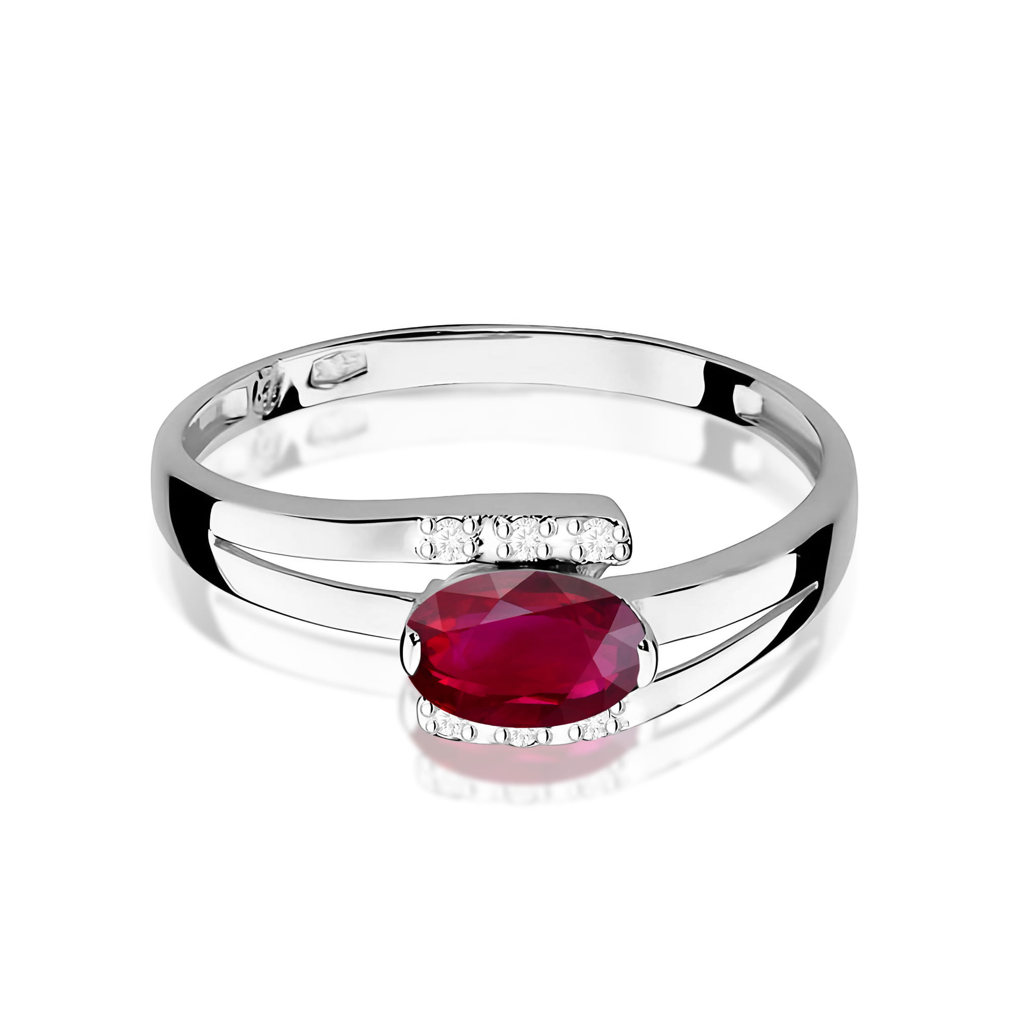 Inel Aur 9K cu Rubin 0.60 ct si Diamante Naturale 0.05 ct