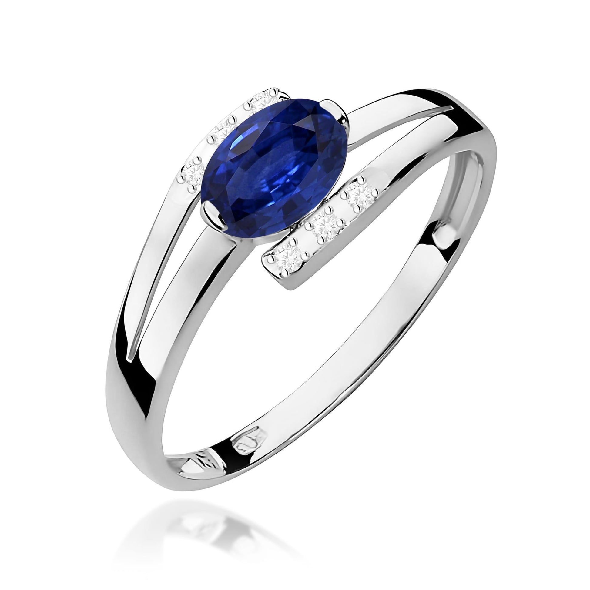 Inel Aur 9K cu Safir 0.70 ct si Diamante Naturale 0.05 ct