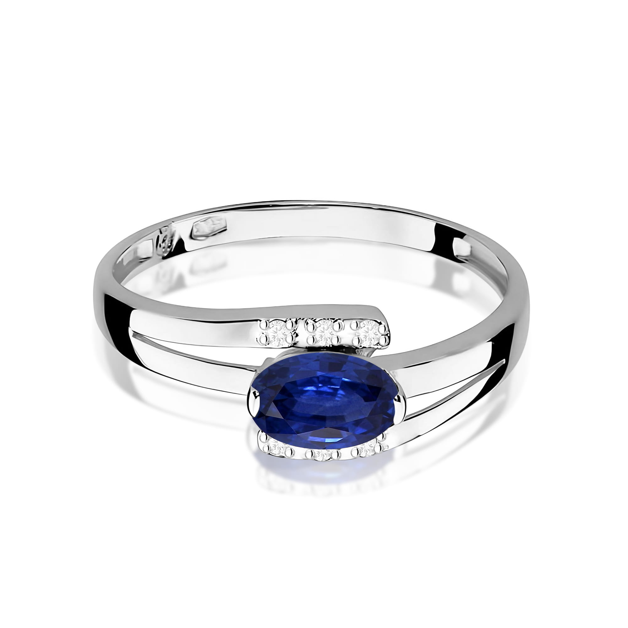 Inel Aur 9K cu Safir 0.70 ct si Diamante Naturale 0.05 ct