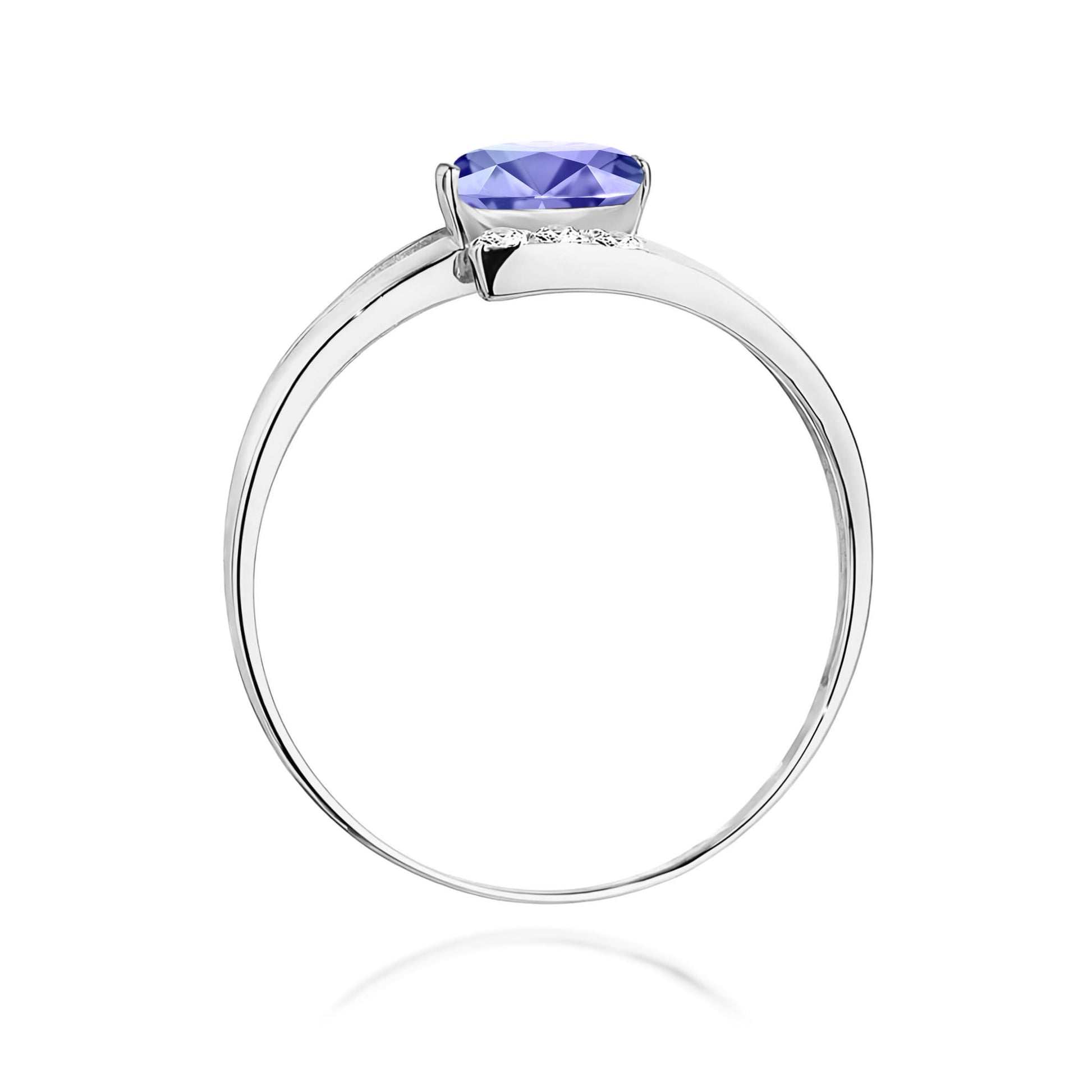Inel Aur 9K cu Tanzanit 0.40 ct si Diamante Naturale 0.05 ct