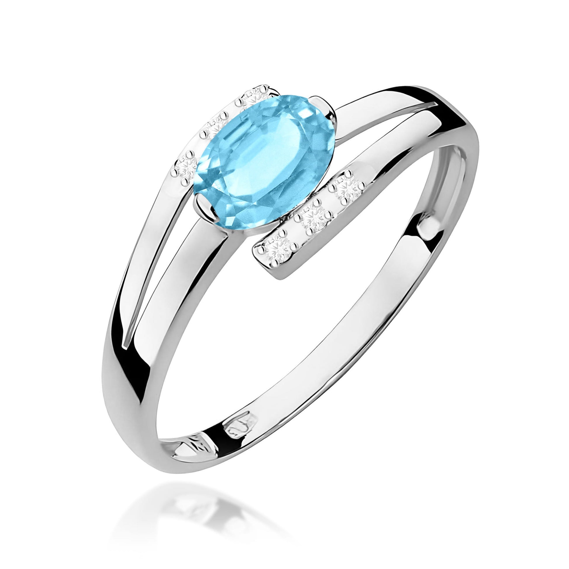 Inel Aur 9K cu Topaz Swiss 0.50 ct si Diamante Naturale 0.05 ct