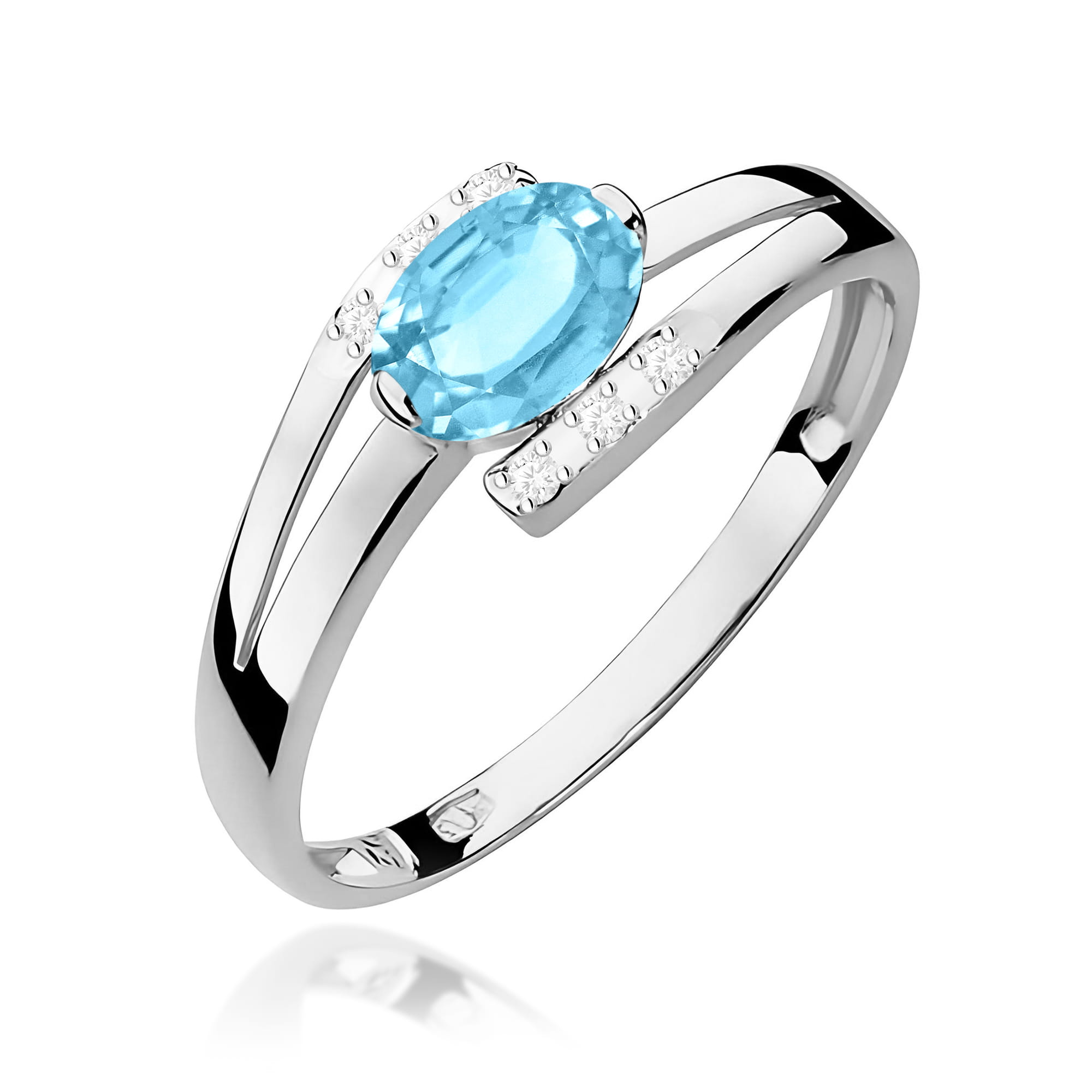 Inel Aur 9K cu Topaz Swiss 0.50 ct si Diamante Naturale 0.05 ct