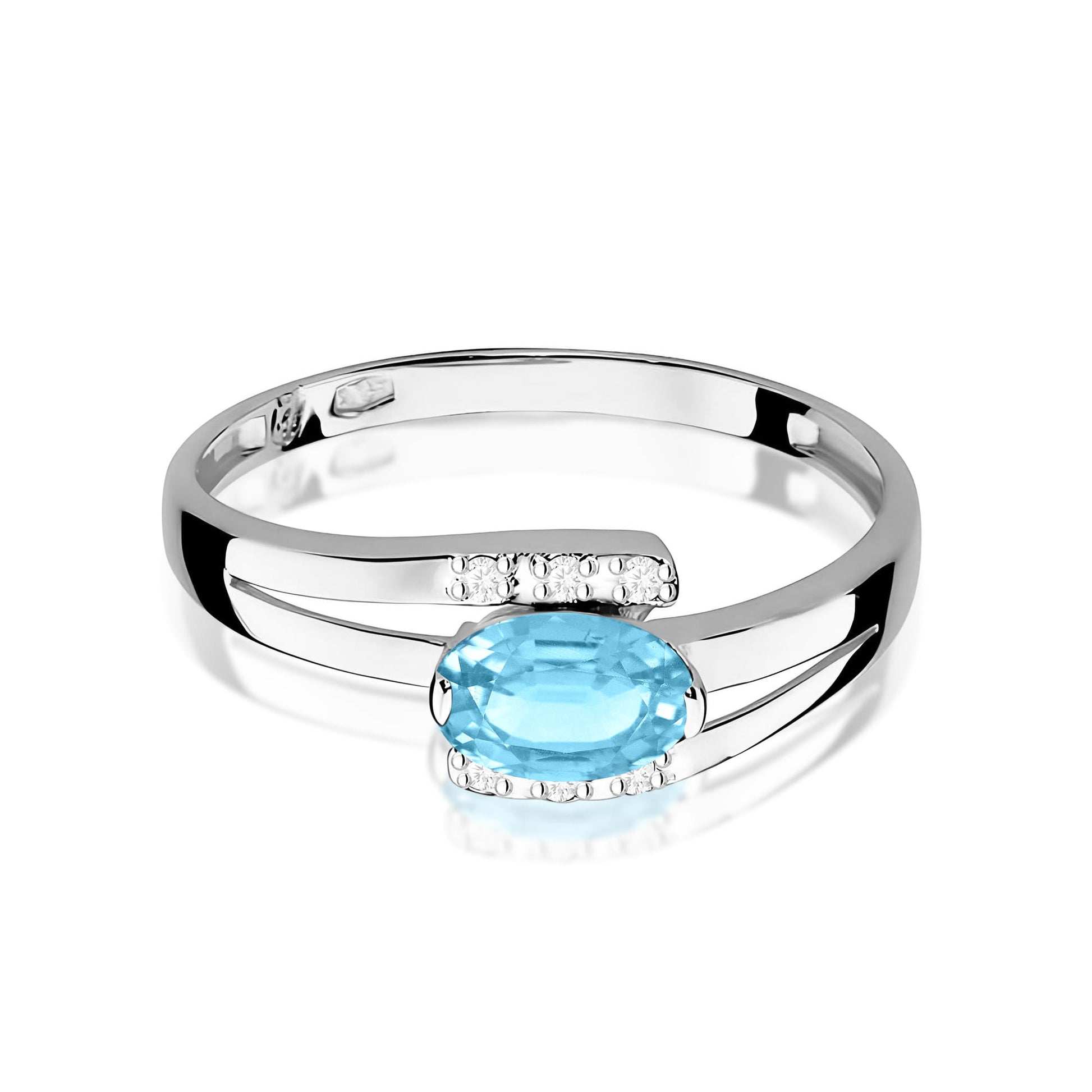 Inel Aur 9K cu Topaz Swiss 0.50 ct si Diamante Naturale 0.05 ct