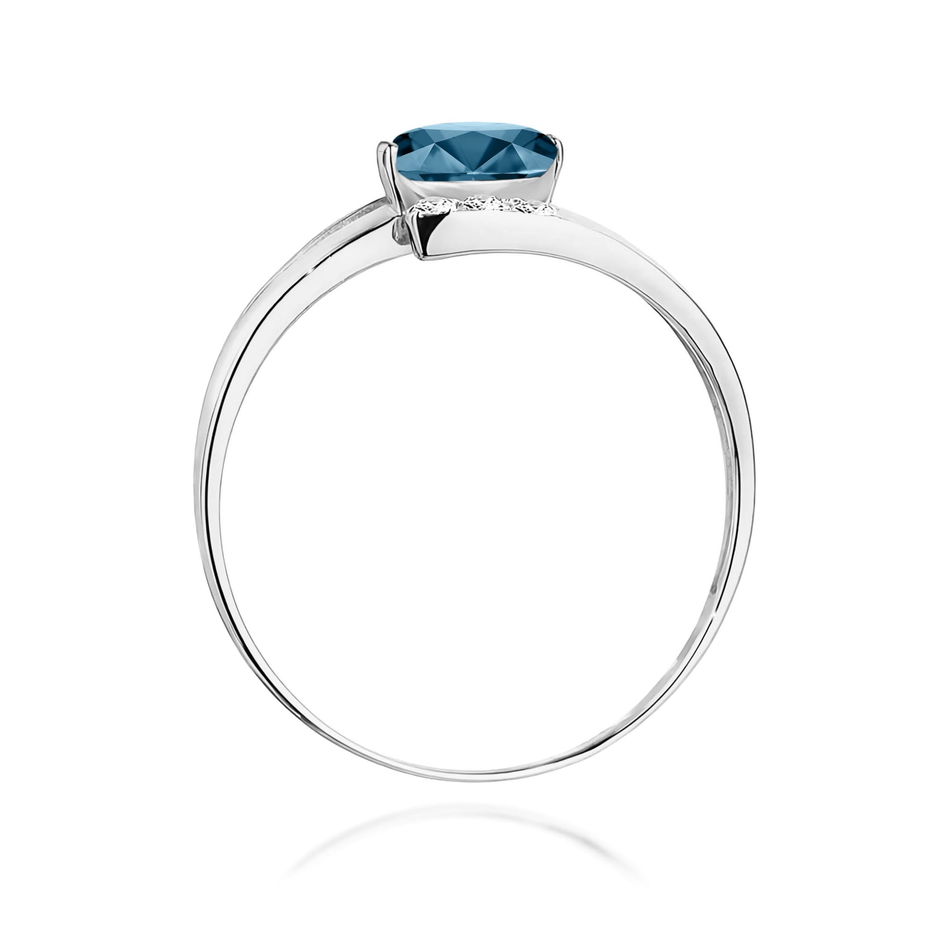 Inel Aur 9K cu Topaz London Blue 0.50 ct si Diamante Naturale 0.05 ct