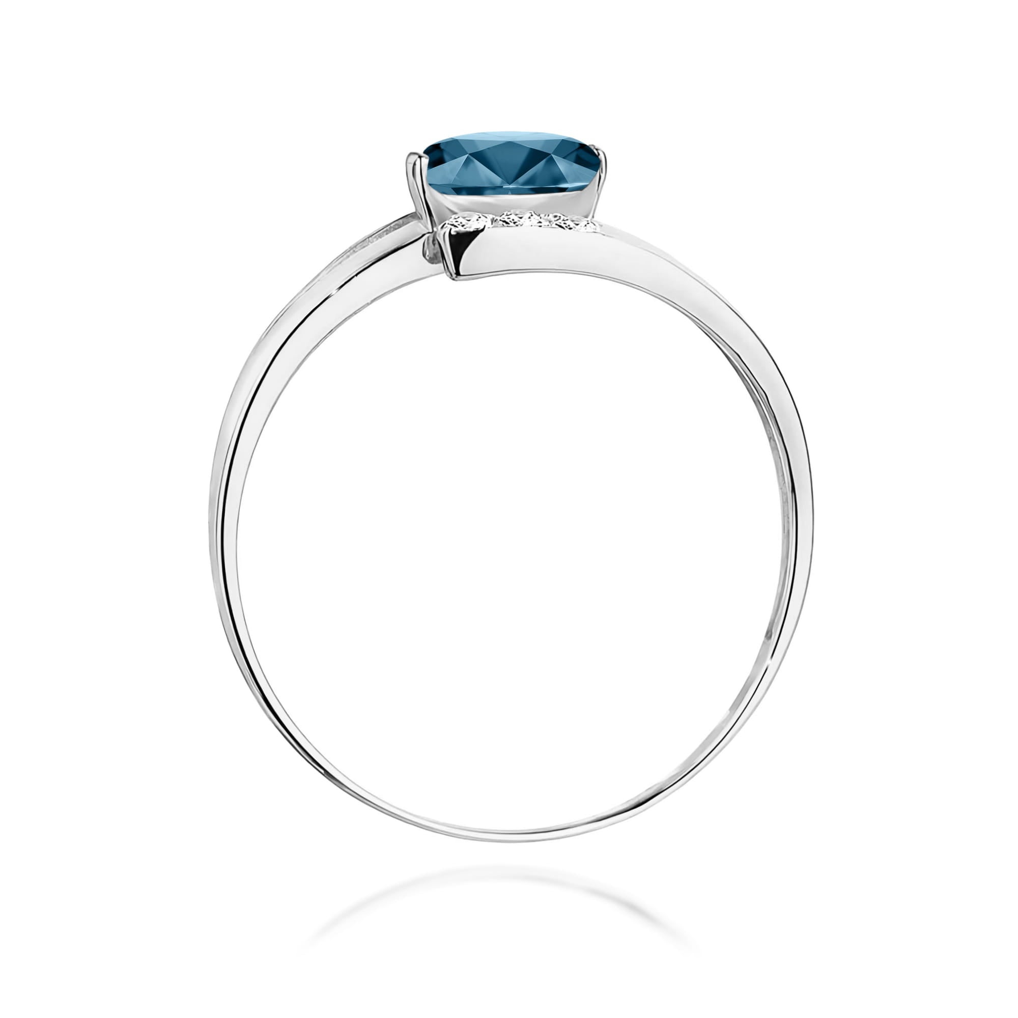 Inel Aur 9K cu Topaz London Blue 0.50 ct si Diamante Naturale 0.05 ct
