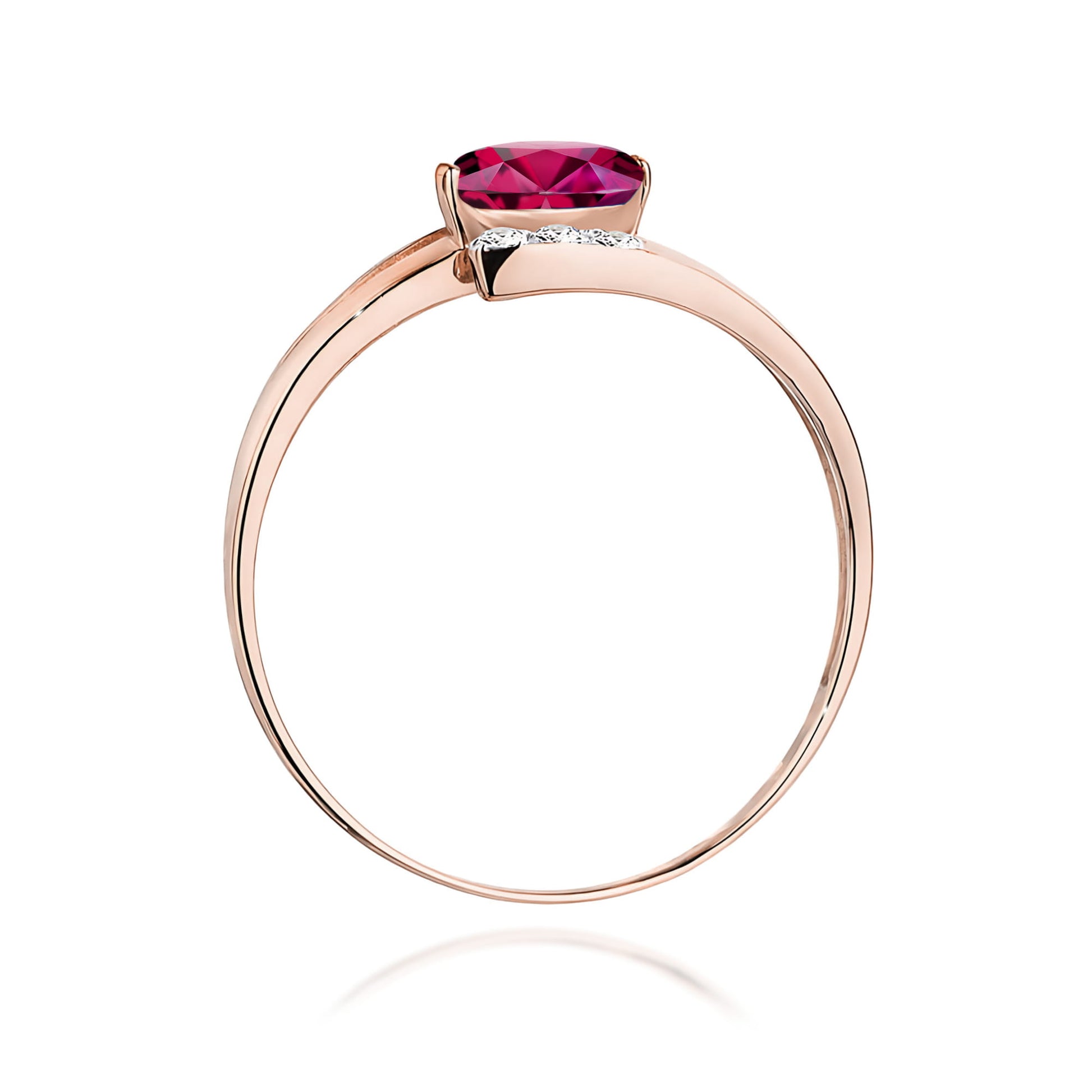 Inel Aur 9K cu Rhodolite 0.50 ct si Diamante Naturale 0.05 ct