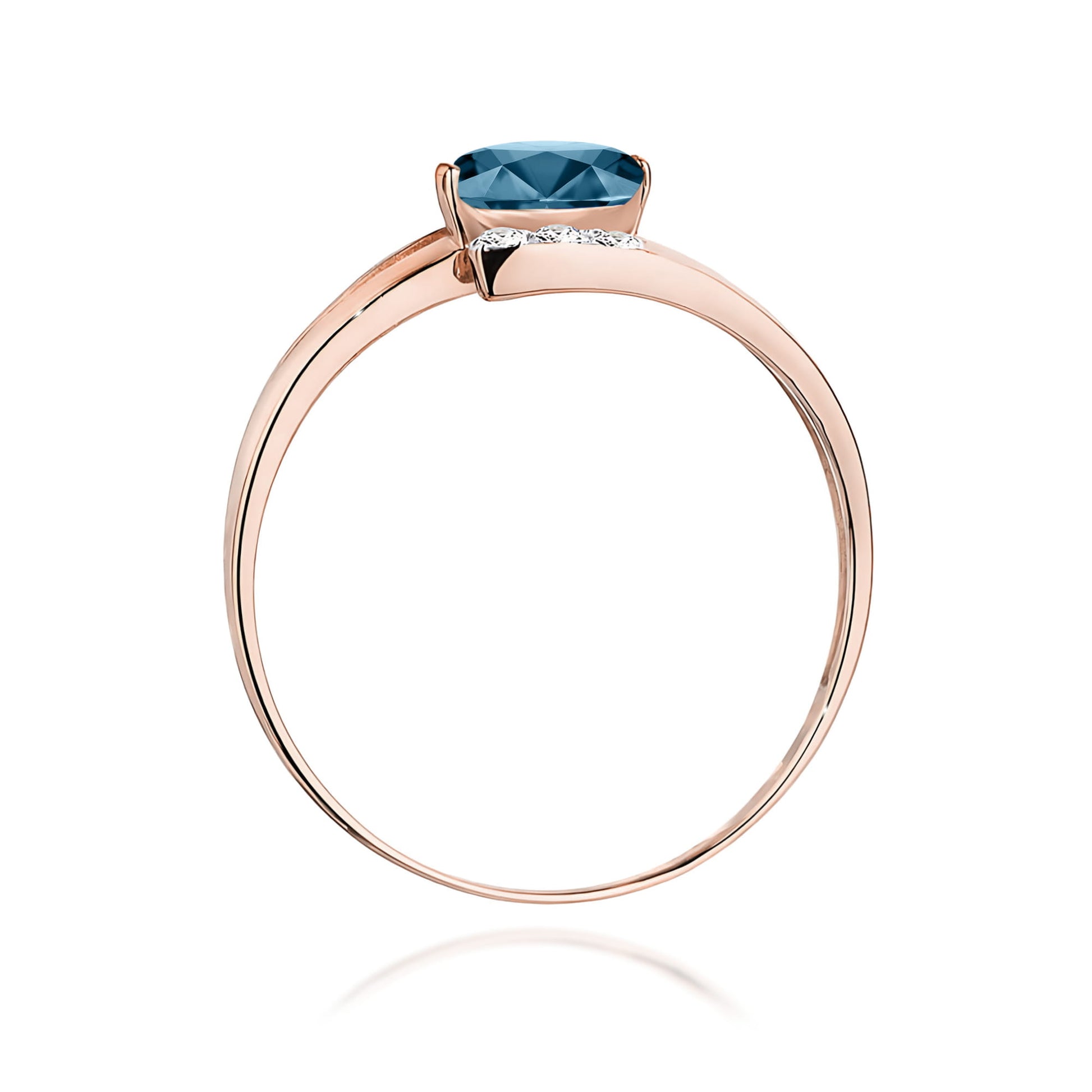 Inel Aur 9K cu Topaz London Blue 0.50 ct si Diamante Naturale 0.05 ct