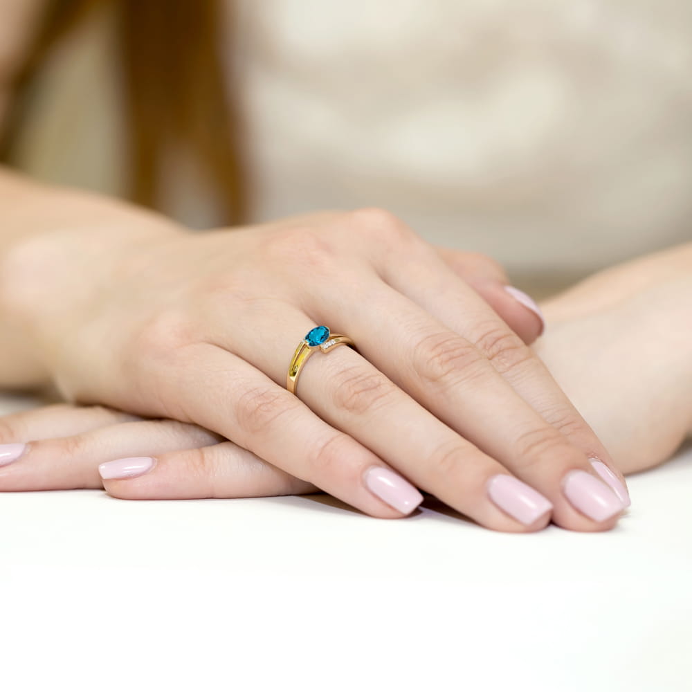 Inel Aur 14K W119 Topaz London Blue 0.50ct