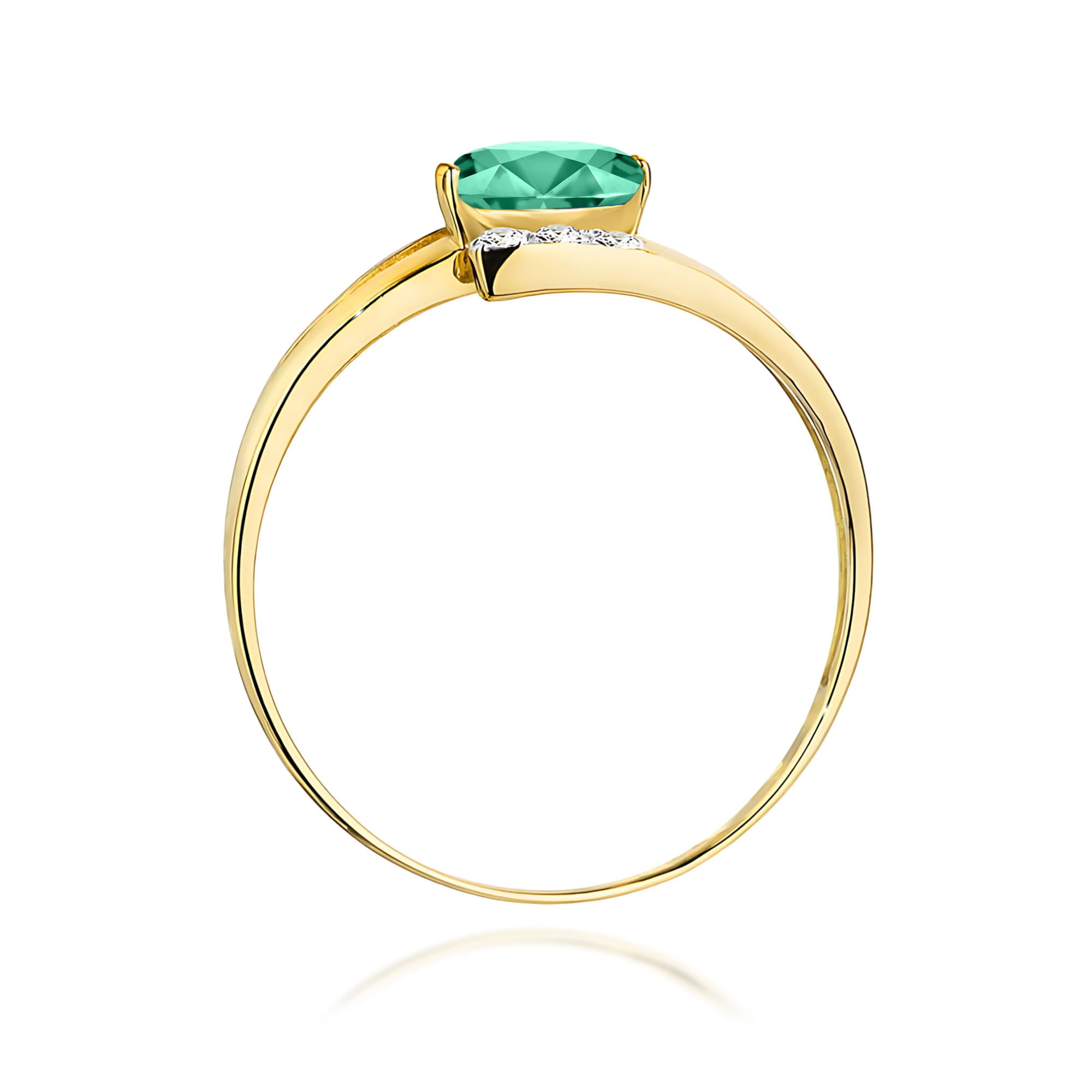 Inel Aur 9K cu Smarald 0.40 ct si Diamante Naturale 0.05 ct