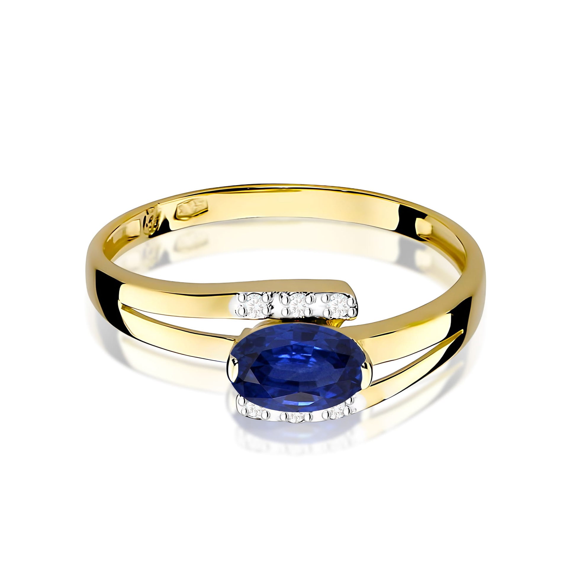 Inel Aur 9K cu Safir 0.70 ct si Diamante Naturale 0.05 ct
