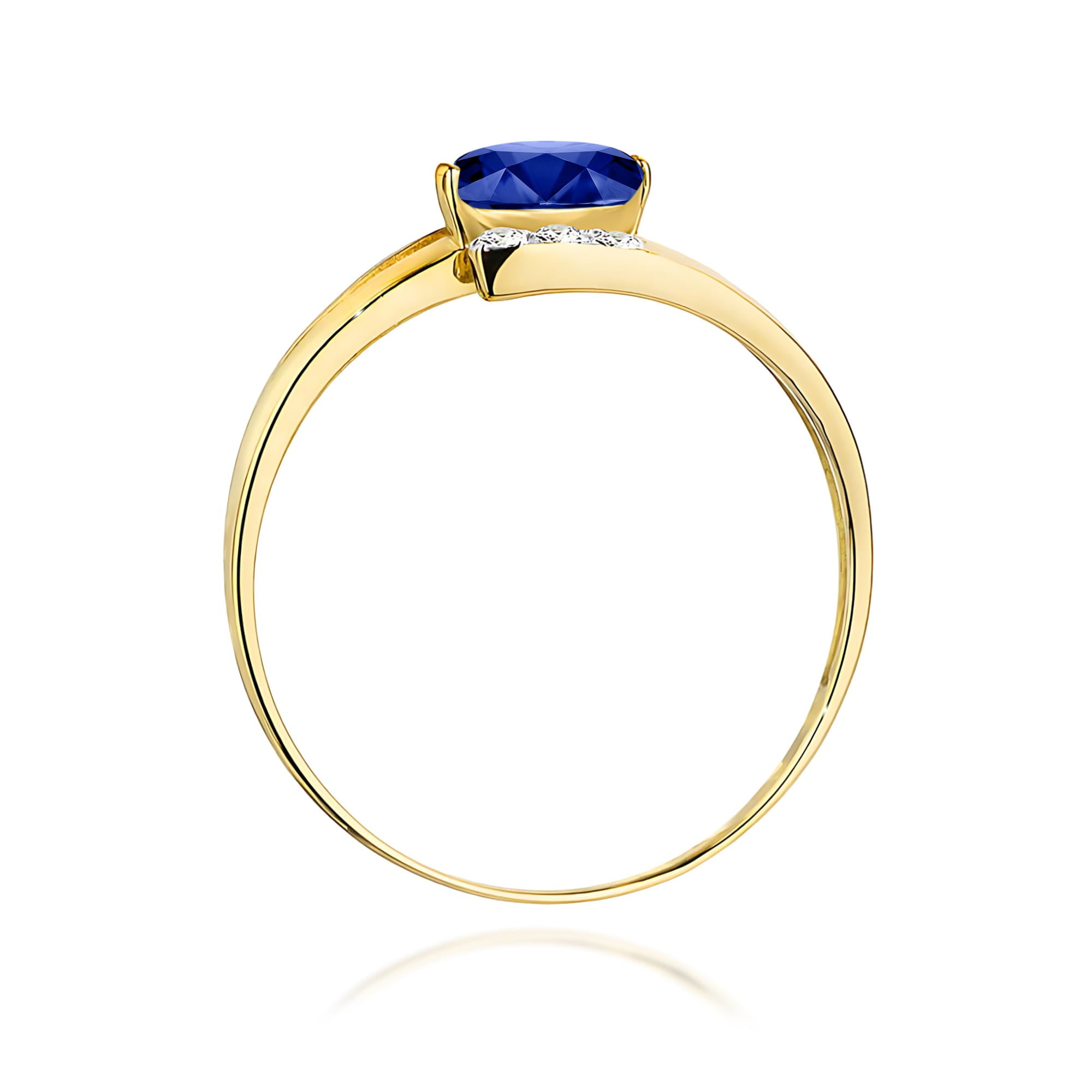 Inel Aur 9K cu Safir 0.70 ct si Diamante Naturale 0.05 ct