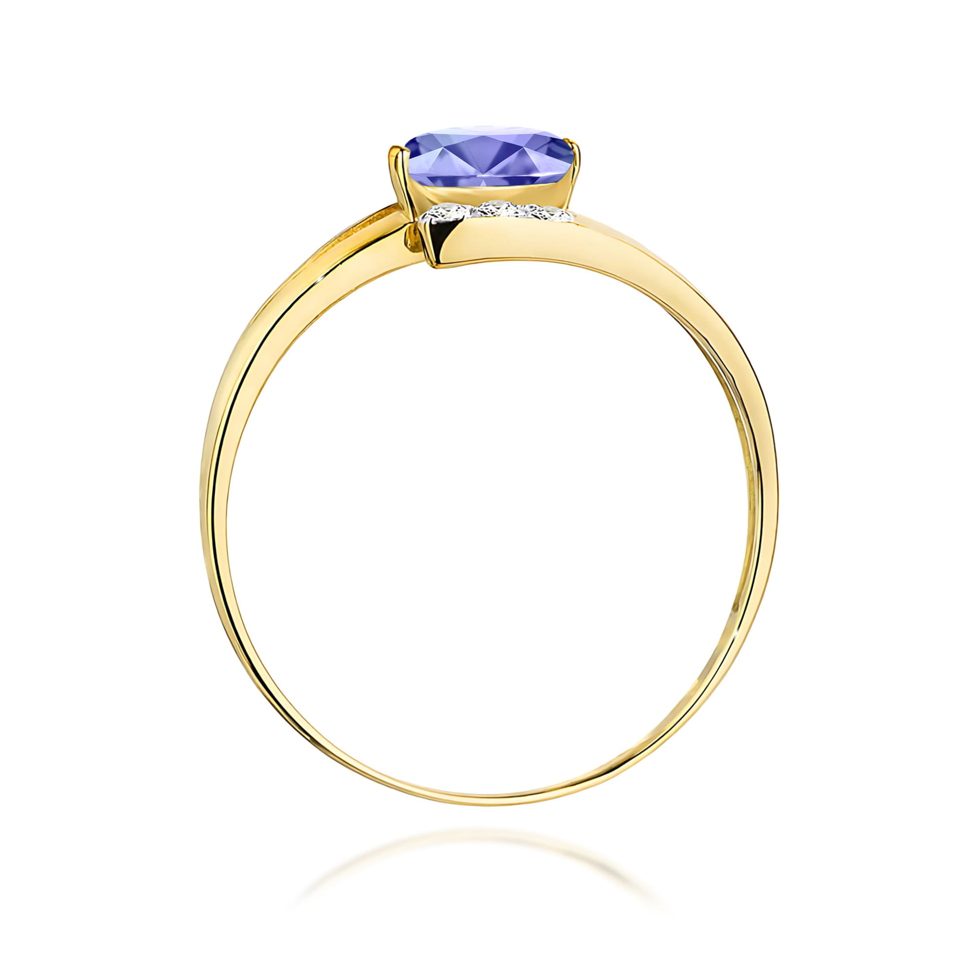 Inel Aur 9K cu Tanzanit 0.40 ct si Diamante Naturale 0.05 ct