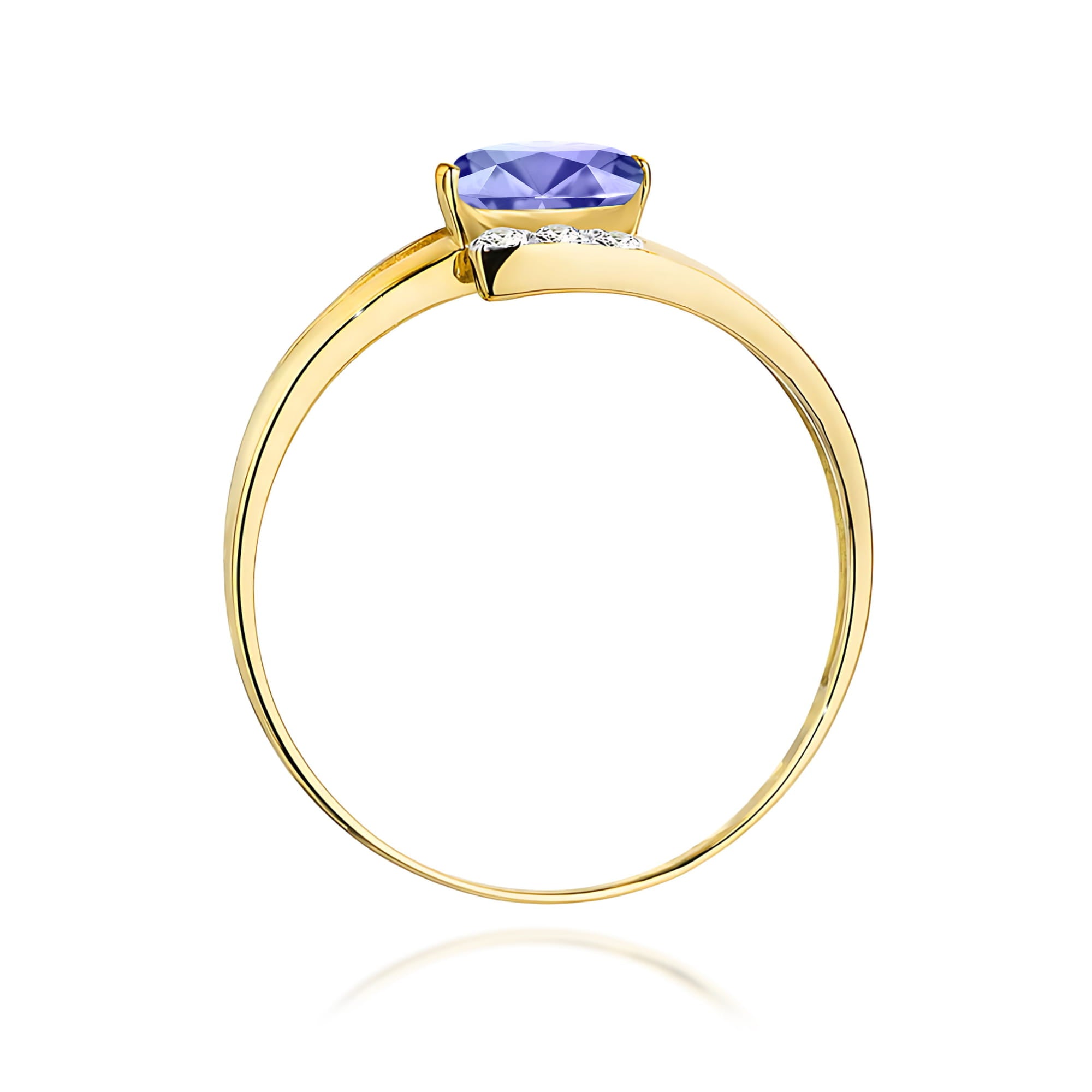 Inel Aur 9K cu Tanzanit 0.40 ct si Diamante Naturale 0.05 ct