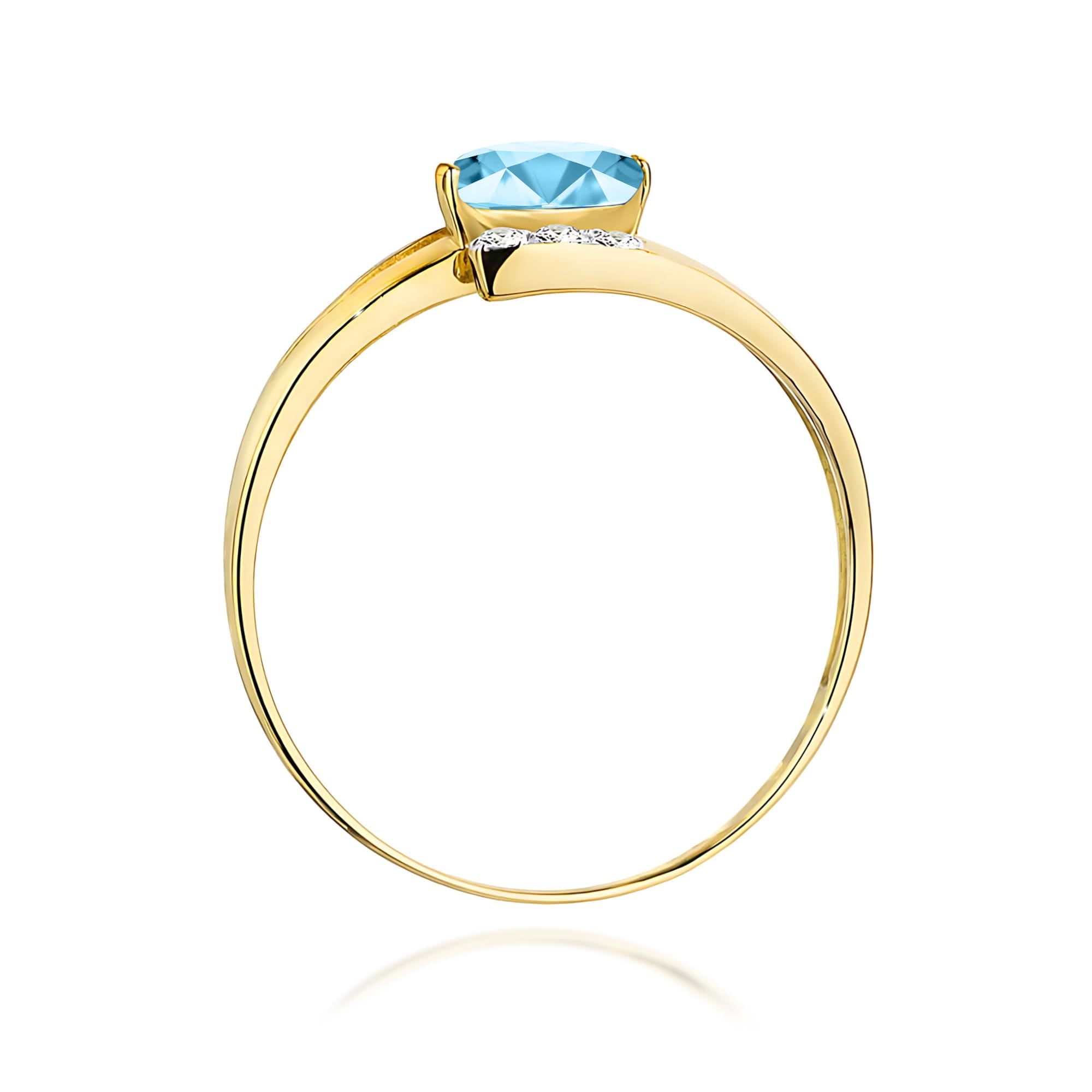 Inel Aur 9K cu Topaz Swiss 0.50 ct si Diamante Naturale 0.05 ct