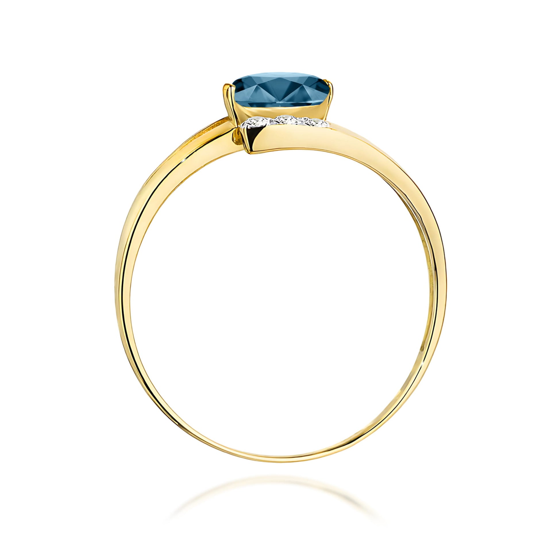 Inel Aur 9K cu Topaz London Blue 0.50 ct si Diamante Naturale 0.05 ct