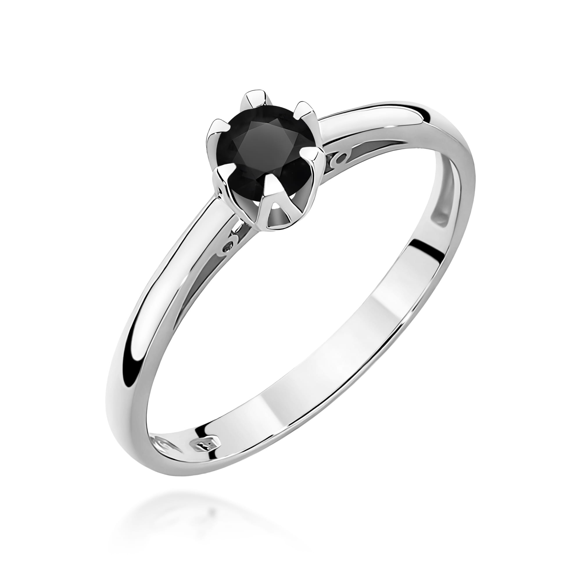 Inel Aur 9K cu Diamant Natural Negru 0.20 ct