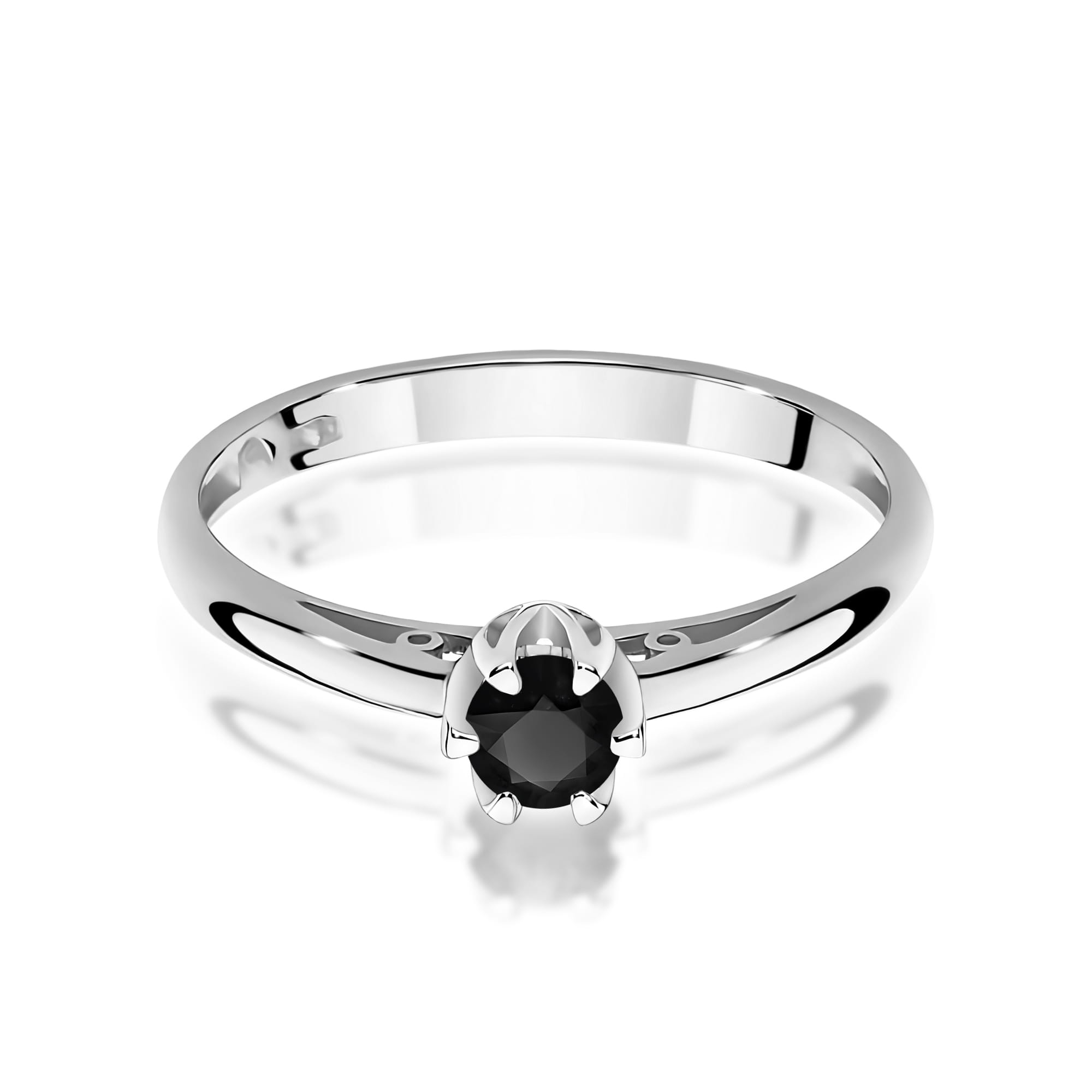 Inel Aur 9K cu Diamant Natural Negru 0.20 ct