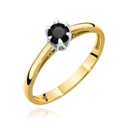 Inel Aur 9K cu Diamant Natural Negru 0.20 ct