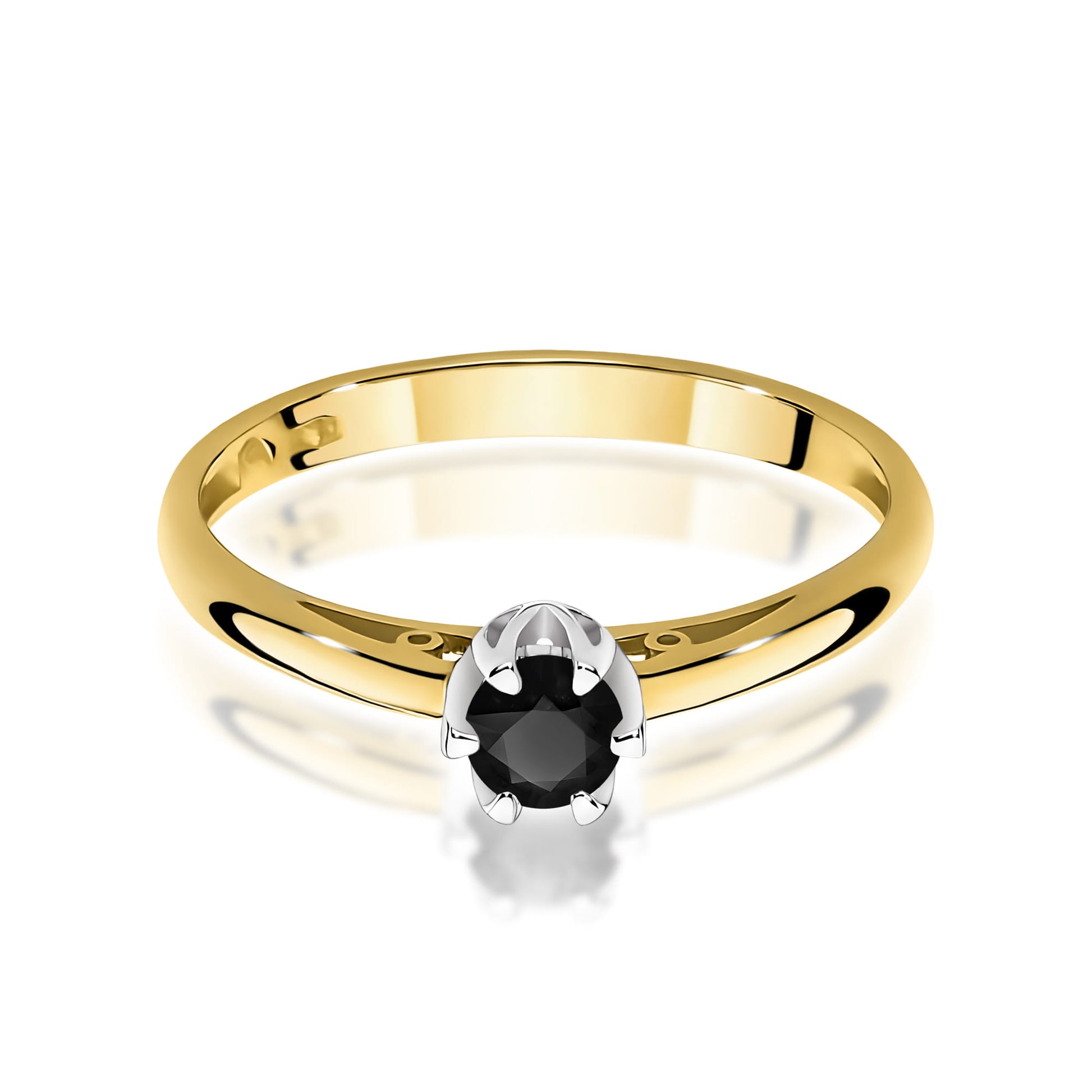Inel Aur 9K cu Diamant Natural Negru 0.20 ct
