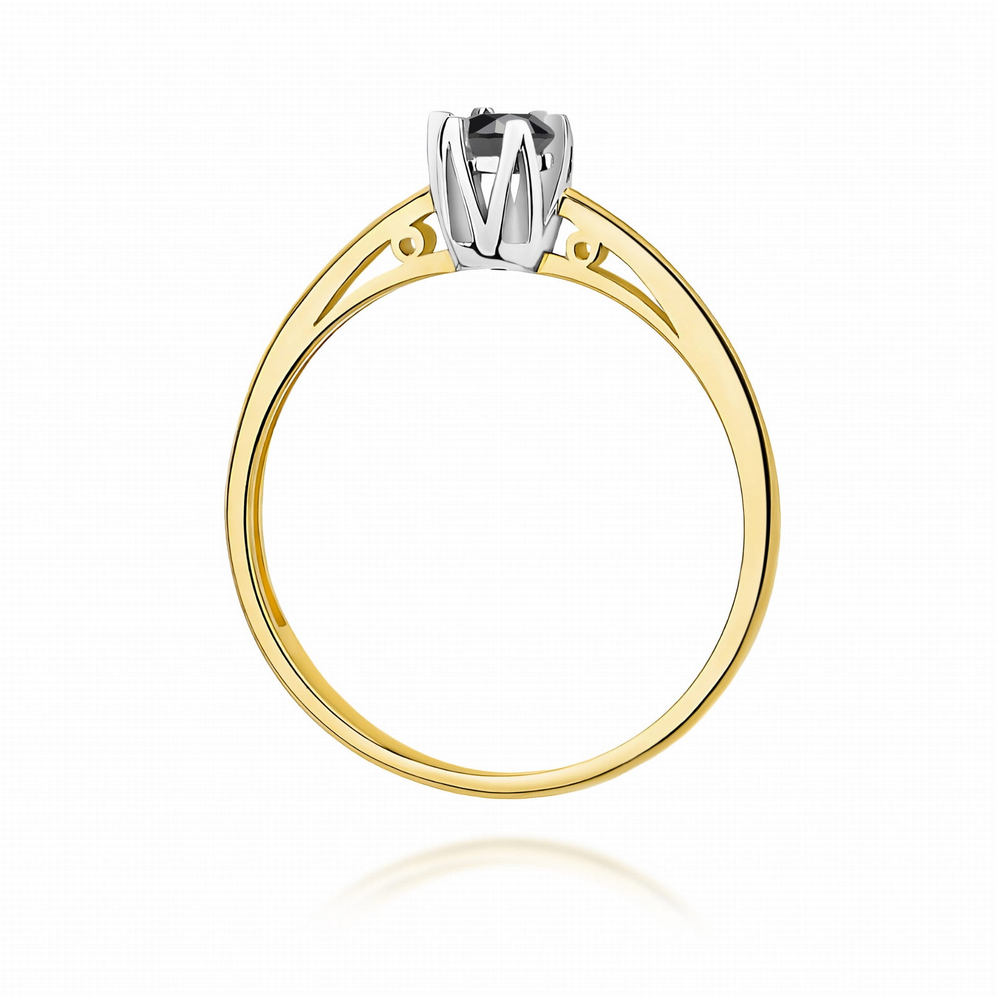 Inel Aur 9K cu Diamant Natural Negru 0.20 ct